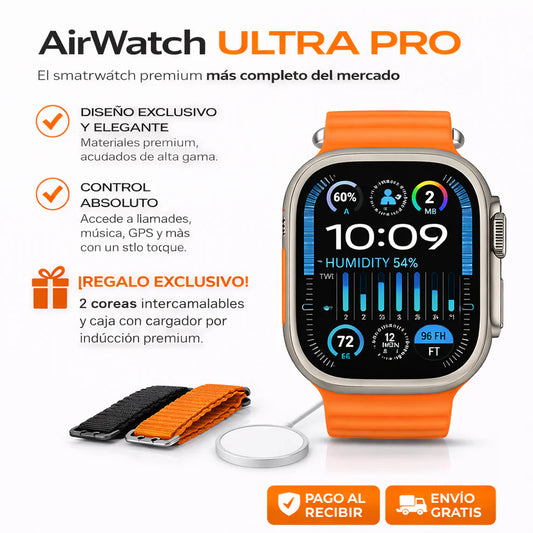 ⌚ AirWatch ULTRA PRO™  con 2 correas incluidas + caja y cargador por inducción premium + REGALO EXCLUSIVO 🔥